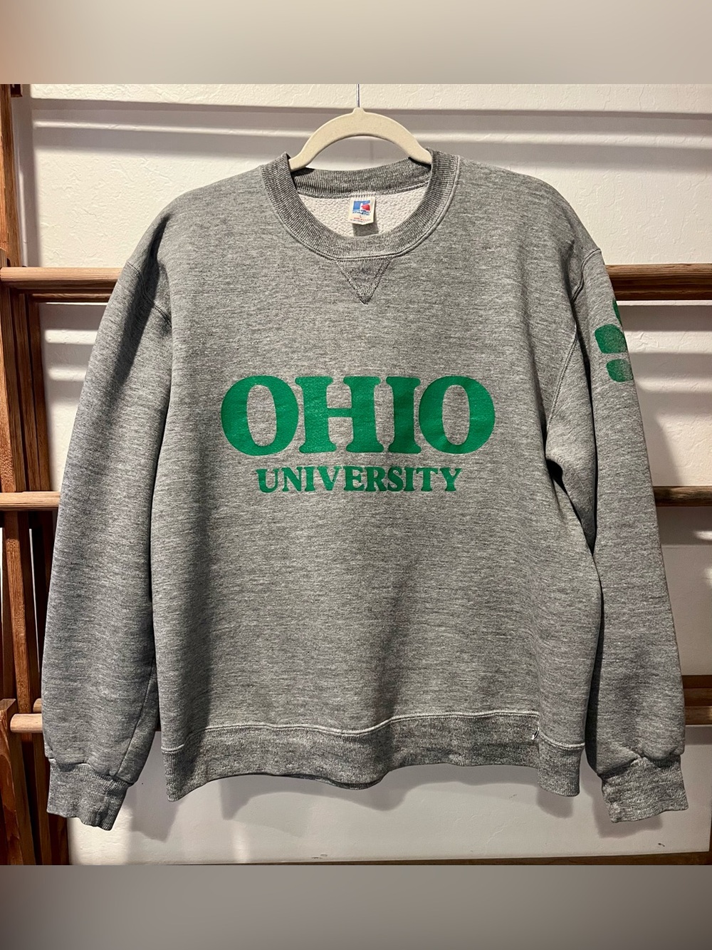 Vintage 80s Russell Athletic Ohio University Crewneck Sweatshirt V-Notch USA